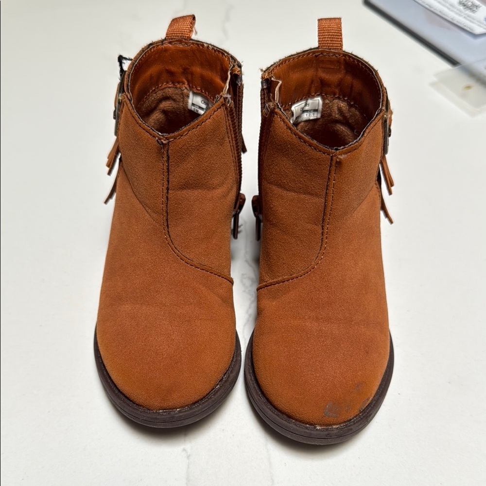 Kids Brown Ankle Fringe Boots